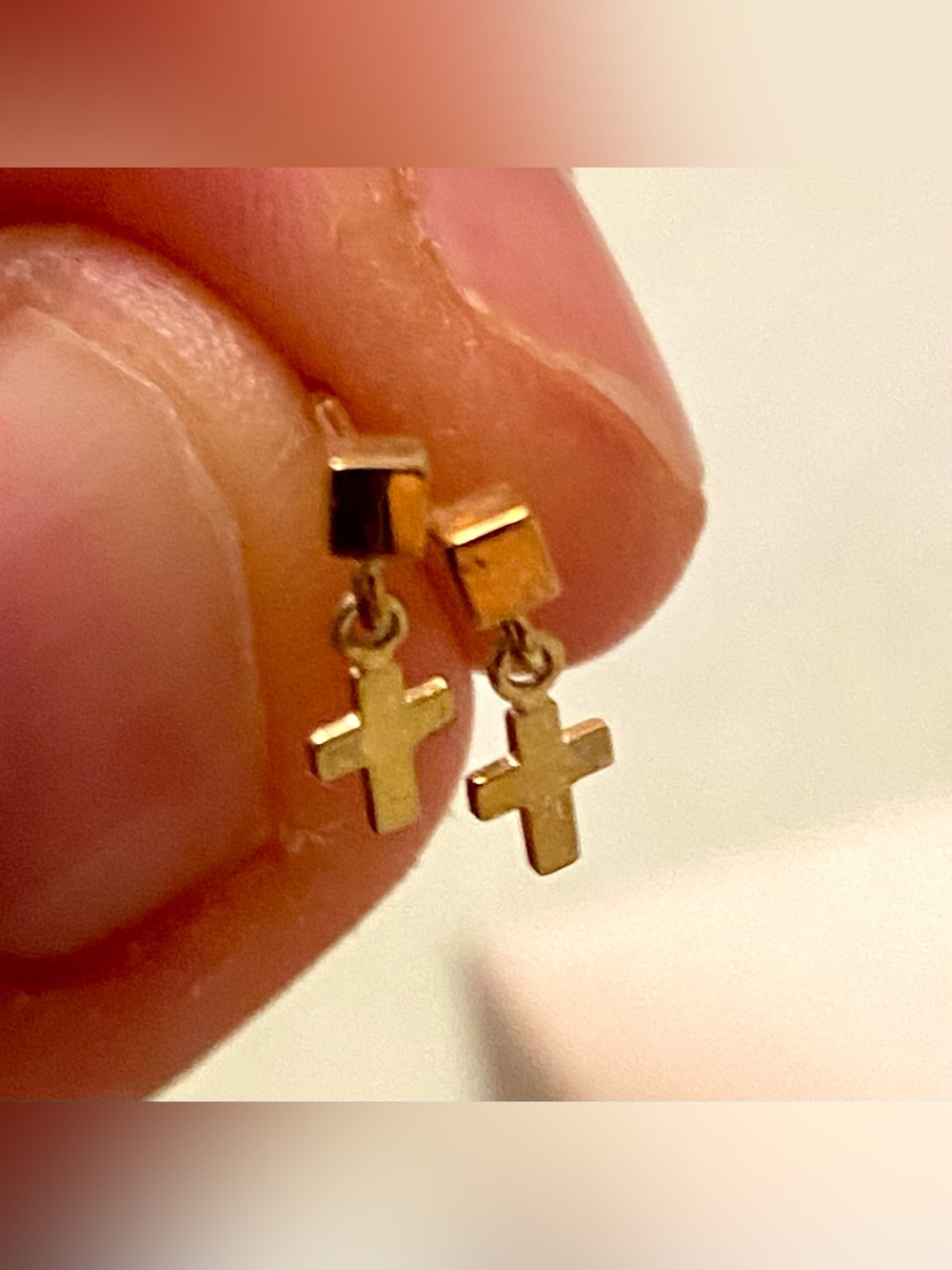 10K Gold Cross Drop Stud Earrings - Women Jewelry